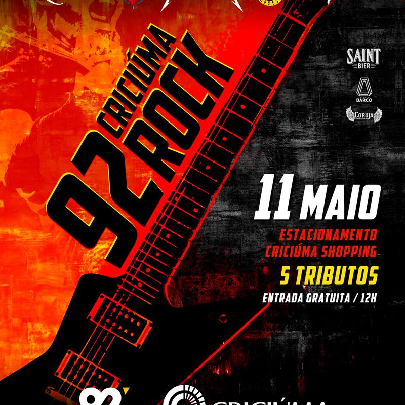 poster criciuma 92 rock show queen metallica guns in roses pearl jam van halen e bon jovi